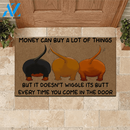 Dachshund Doormat Money Can Buy A Lot Of Things | Welcome Mat | House Warming Gift