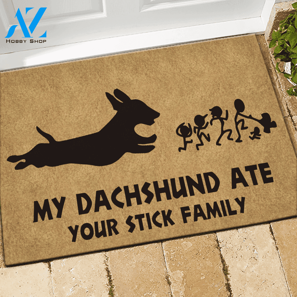 Dachshund Doormat My Dachshund Ate Your Stick Family | Welcome Mat | House Warming Gift