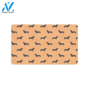 Dachshund Draw Print Pattern Rubber Doormat