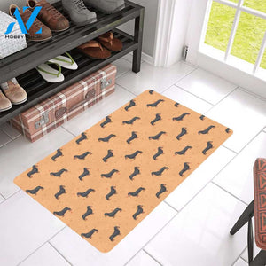 Dachshund Draw Print Pattern Rubber Doormat