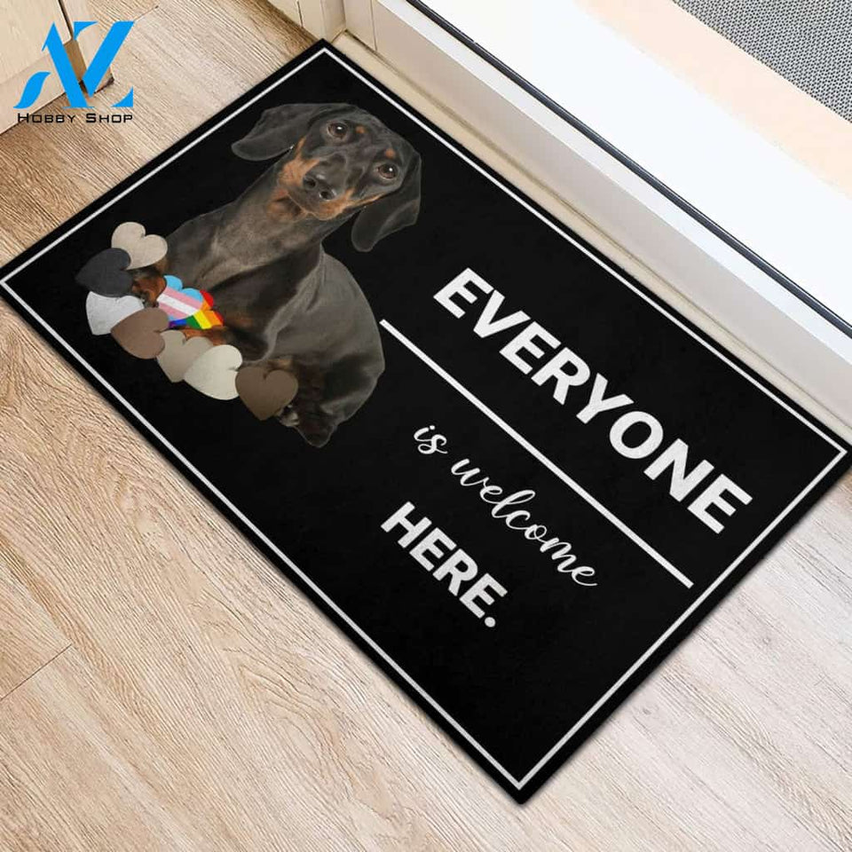 Dachshund Everyone Is Welcome Here Doormat Indoor And Outdoor Mat Entrance Rug Sweet Home Decor Housewarming Gift Gift For Friend Family Stem Feminist