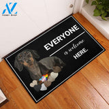 Dachshund everyone is welcome here rubber base doormat, Gift For Dog lovers, Gift For Family Friends Home Decor Warm House Gift Welcome Mat