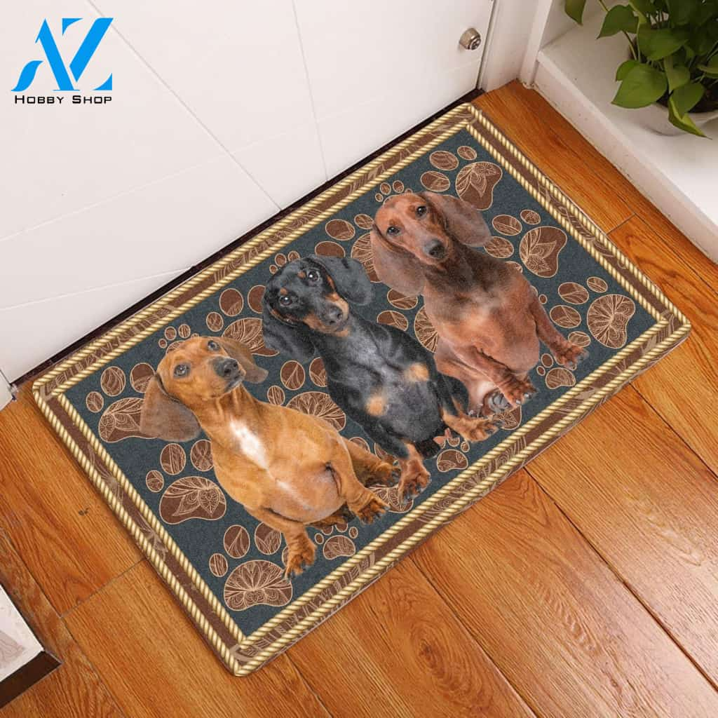 Dachshund Flower Paw - Dog Doormat Welcome Mat House Warming Gift Home Decor Gift for Dog Lovers Funny Doormat Gift Idea