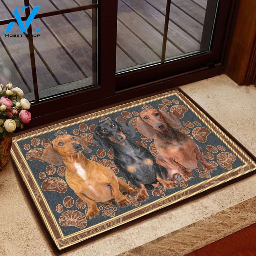Dachshund Flower Paw - Dog Doormat | Welcome Mat | House Warming Gift