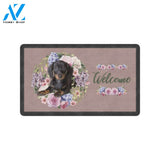 Dachshund Flower Welcome Doormat Indoor And Outdoor Mat Entrance Rug Sweet Home Decor Housewarming Gift Gift For Friend Family Stem Feminist