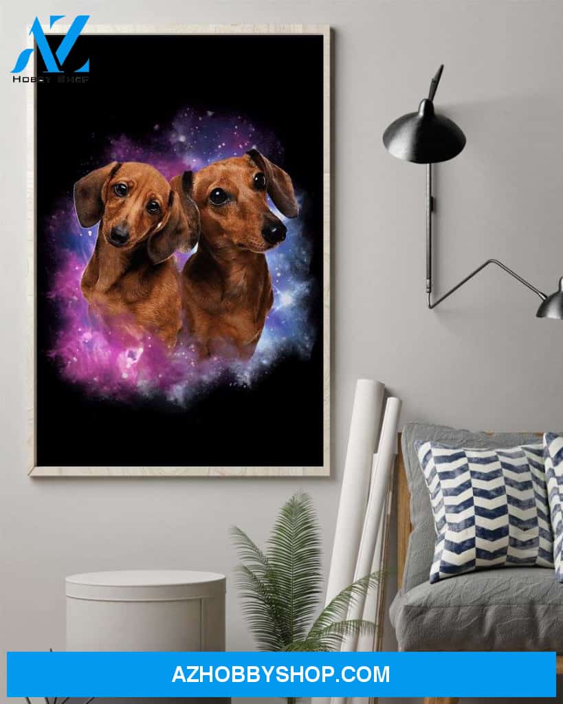 Dachshund galaxy double wiener poster