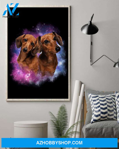 Dachshund galaxy double wiener poster