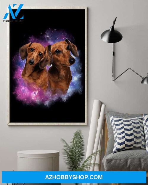 Dachshund galaxy double wiener poster