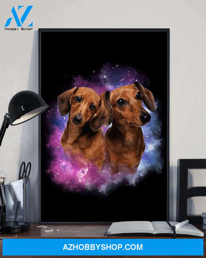 Dachshund galaxy double wiener poster