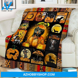 Dachshund Halloween Fleece Blanket Christmas Gift Ideas