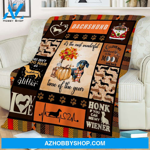 Dachshund Halloween Thanksgiving The Most Wonderful Time Of The Year Blanket Gift For Dog Lovers Birthday Gift Home Decor Bedding Couch Sofa Soft and Comfy Cozy