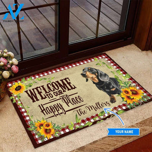 Dachshund Happy Place Personalized Doormat | Welcome Mat | House Warming Gift