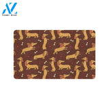 Dachshund Happy Print Pattern Rubber Doormat