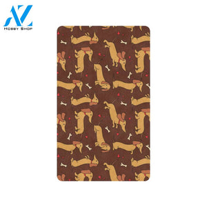 Dachshund Happy Print Pattern Rubber Doormat