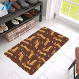 Dachshund Happy Print Pattern Rubber Doormat