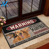 Dachshund Highly Trained Warning Rubber Base Doormat