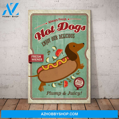 Dachshund Hot Dog Canvas Wall Art, Wall Decor Visual Art