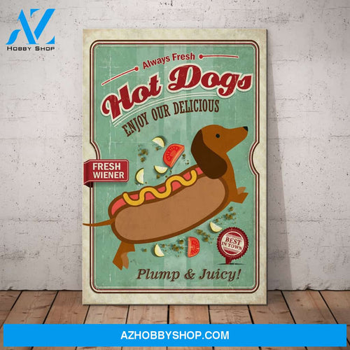 Dachshund Hot Dog Canvas Wall Art, Wall Decor Visual Art
