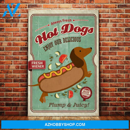 Dachshund Hot Dog Canvas Wall Art, Wall Decor Visual Art