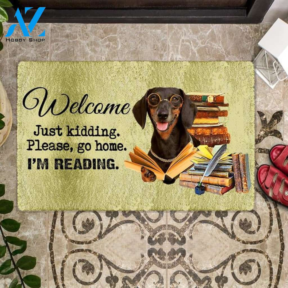 Dachshund I'm Reading Dog Doormat