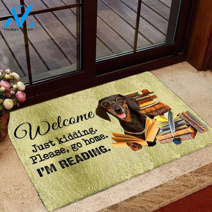 Dachshund I'm Reading Dog Doormat