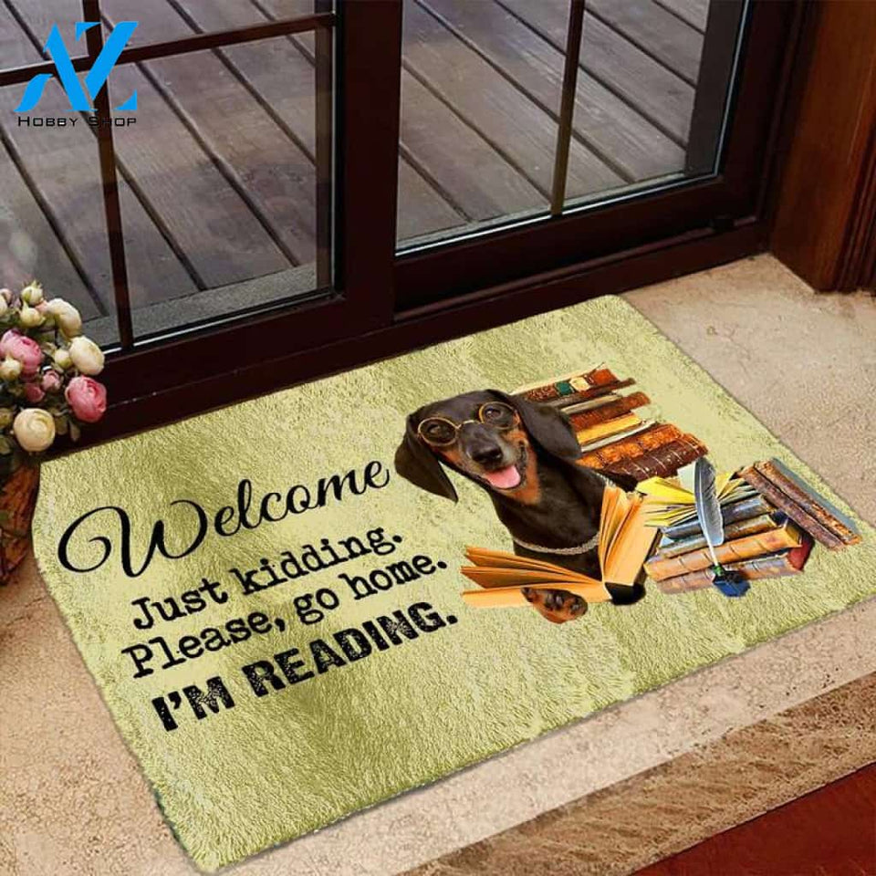 Dachshund I'm Reading Dog Doormat