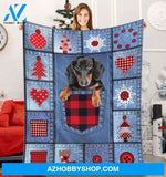 Dachshund In Demin Pocket Christmas Blanket Gift for Dog Lovers Birthday Gift Home Decor Bedding Couch Sofa Soft and Comfy Cozy