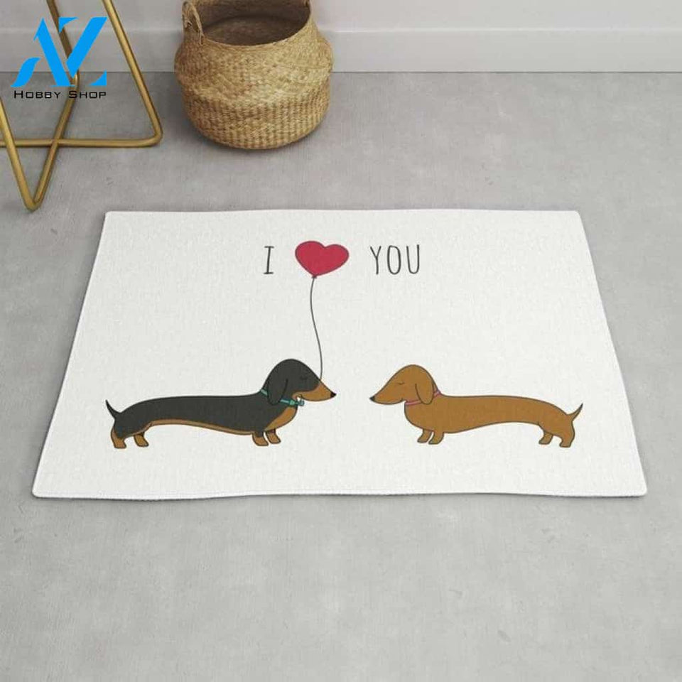 Dachshund Love Doormat Indoor And Outdoor Mat Entrance Rug Sweet Home Decor Housewarming Gift Gift For Friend Family Stem Feminist