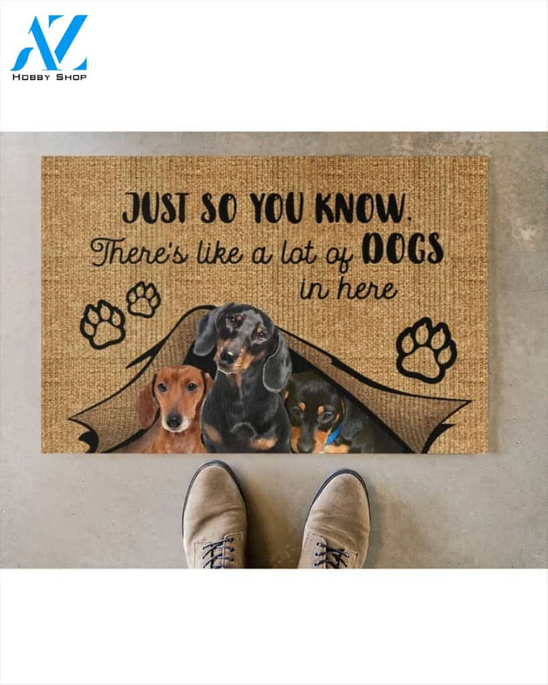 Dachshund Lovers Just So You Know There's Like A Lot Of Dogs Indoor And Outdoor Doormat Warm House Gift Welcome Mat Gift For Dachshund Dog Lovers