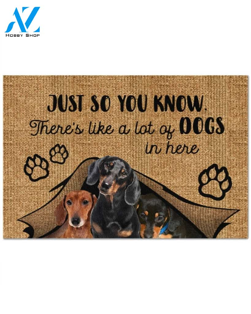 Dachshund Lovers Just So You Know There's Like A Lot Of Dogs Indoor And Outdoor Doormat Warm House Gift Welcome Mat Gift For Dachshund Dog Lovers