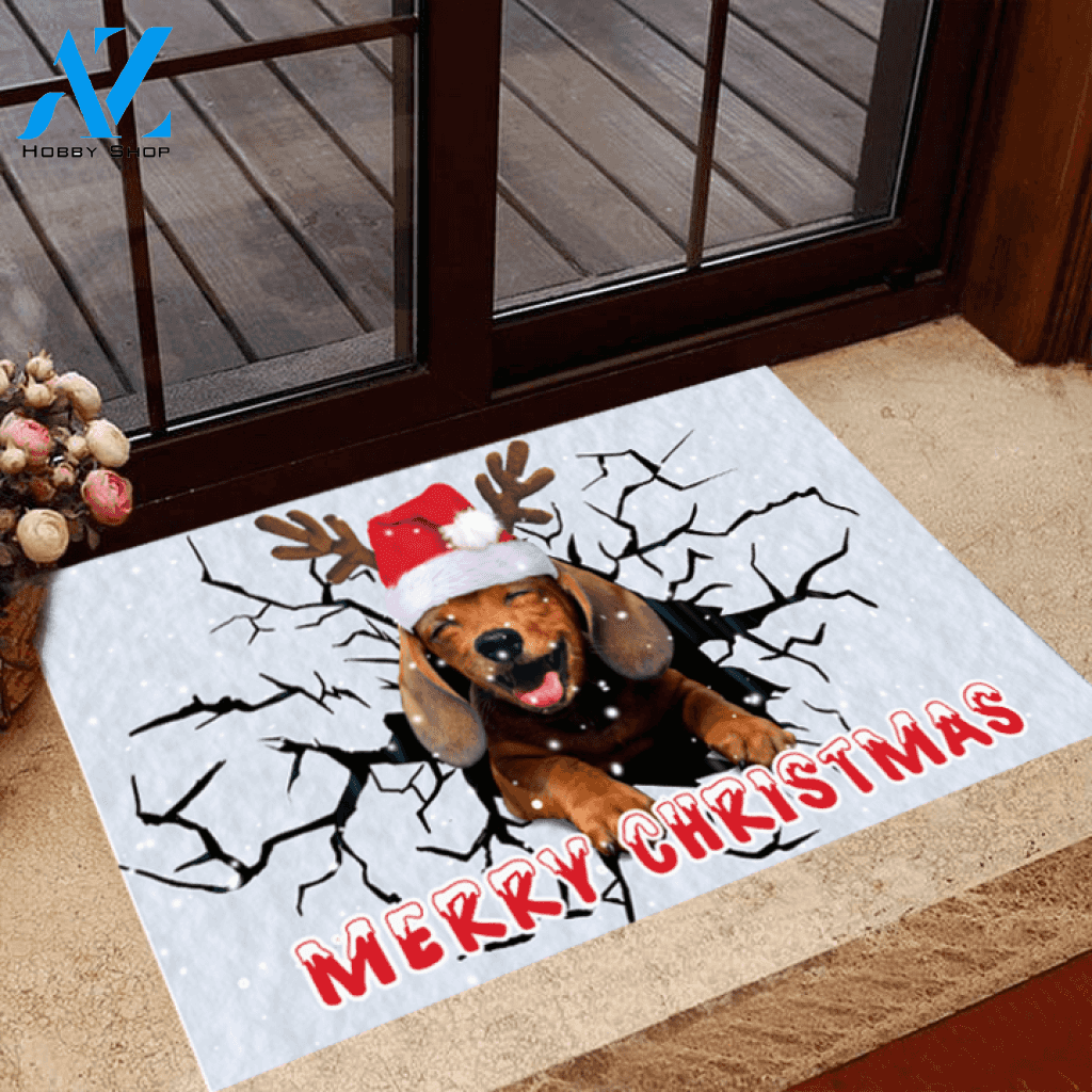 Dachshund Merry Christmas Doormat | Welcome Mat | House Warming Gift