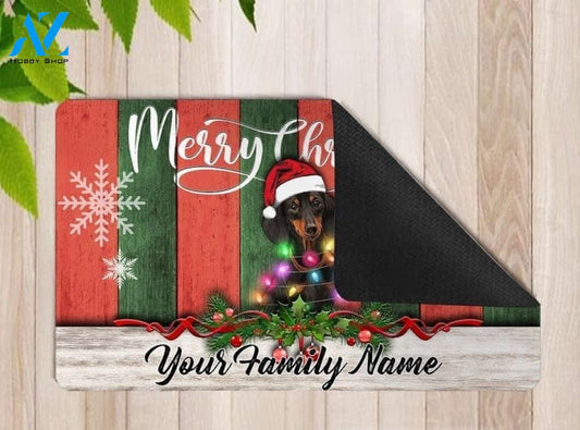 Dachshund Merry Xmas Personalized Funny Doormat Gift For Dog Lovers Home Decor Warm House Gift Welcome Mat