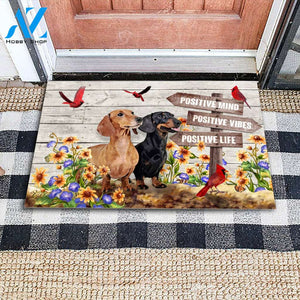 Dachshund Positive Mind Indoor and Outdoor Doormat Warm House Gift Welcome Mat Gift For Dog Lovers Gift For Friend Birthday Gift