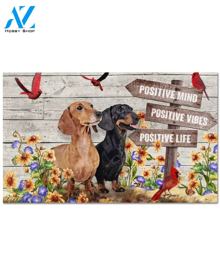 Dachshund Positive Mind-Vibes-Life gift for you Doormat | Welcome Mat | House Warming Gift