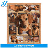 Dachshund Puppy Dog Red Fleece Blanket, Gift For Dog Lovers, Gift For Friend Family 