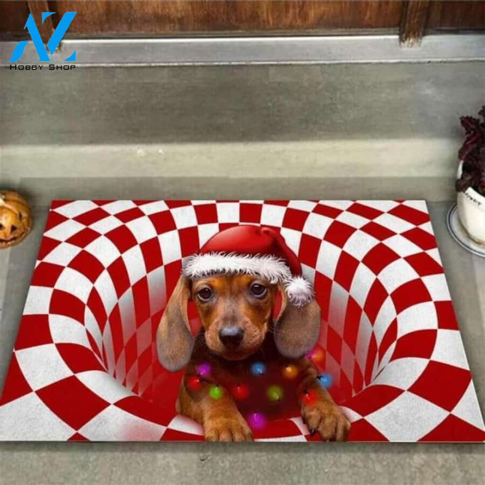 Dachshund Puppy Merry Christmas Doormat | Welcome Mat | House Warming Gift