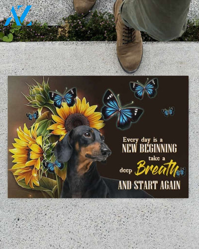 Dachshund Sunflower Every Day Is A New Beginning Indoor And Outdoor Doormat Gift For Dog Lovers Birthday Gift Decor Warm House Gift Welcome Mat