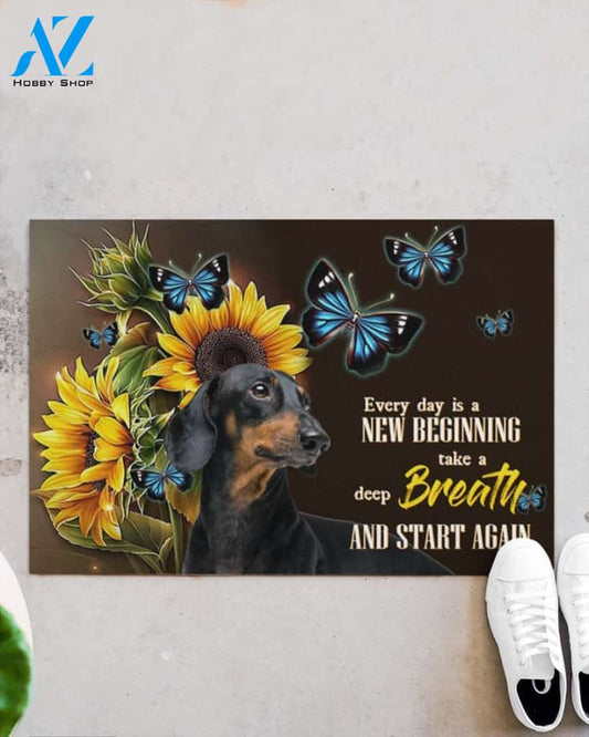 Dachshund Sunflower Every Day Is A New Beginning Indoor And Outdoor Doormat Gift For Dog Lovers Birthday Gift Decor Warm House Gift Welcome Mat