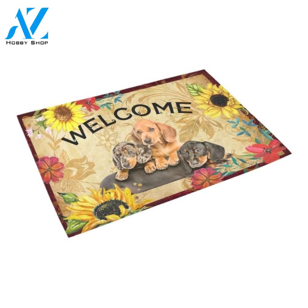 Dachshund Sunflower Pattern Printed Doormat Home Decor Gift For Dog Lovers