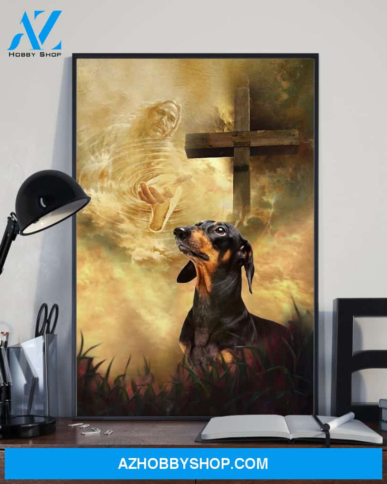 Dachshund Take My Hand Jesus, For Dachshund Lover Easter Canvas And Poster, Wall Decor Visual Art, Wall Poster, My Poster Wall