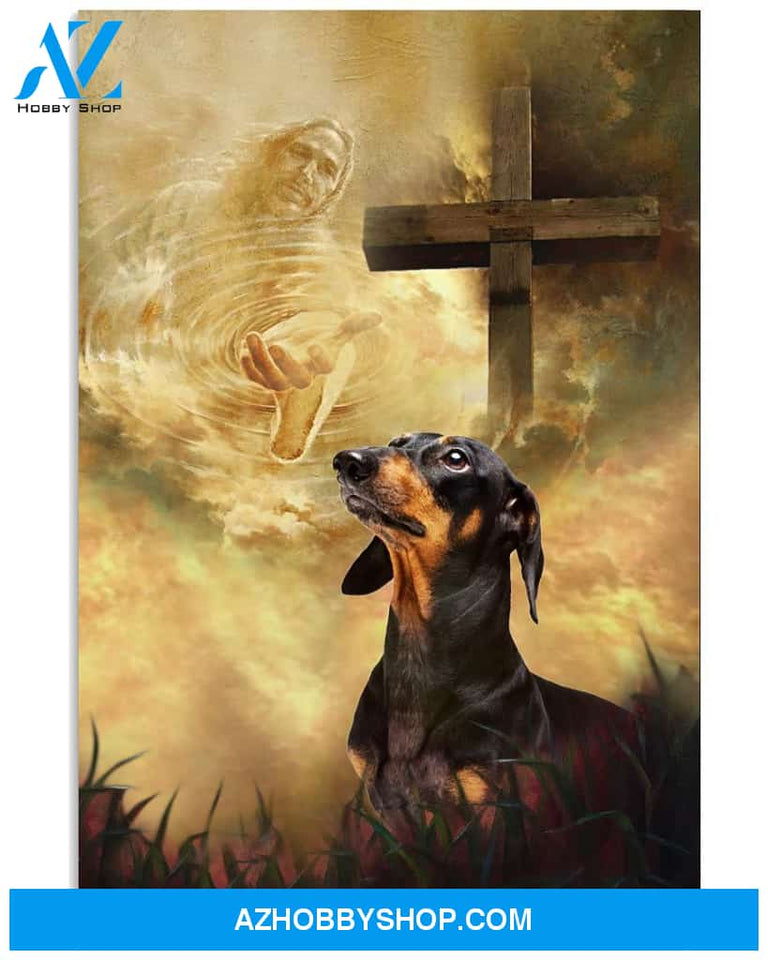 Dachshund Take My Hand Jesus, For Dachshund Lover Easter Canvas And Poster, Wall Decor Visual Art, Wall Poster, My Poster Wall