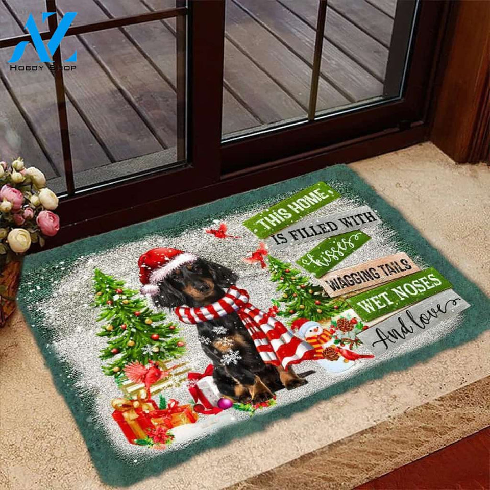 Dachshund This Home Is Filled With Kisses Christmas Dog Doormat