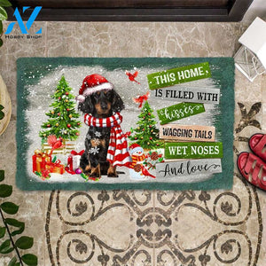 Dachshund This Home Is Filled With Kisses Christmas Dog Doormat