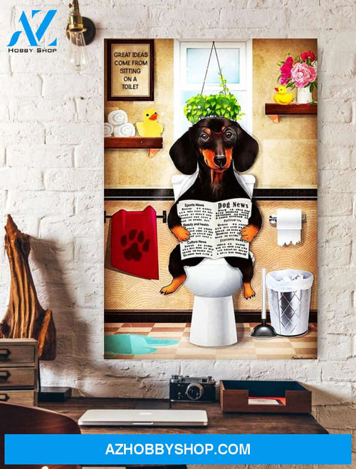 Dachshund Toilet Canvas And Poster, Wall Decor Visual Art