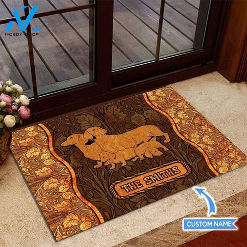 Dachshund Unique Brown Custom Doormat