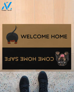 Dachshund Welcome Home Come Home Safe Funny Doormat Gift For Dog Lovers Home Decor Warm House Gift Welcome Mat, Birthday Gift