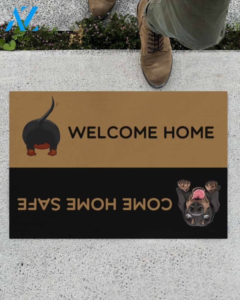 Dachshund Welcome Home Come Home Safe Funny Doormat Gift For Dog Lovers Home Decor Warm House Gift Welcome Mat, Birthday Gift