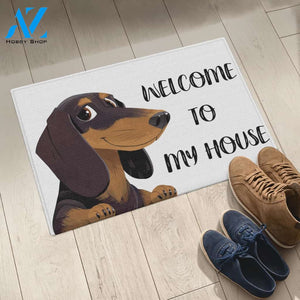 Dachshund Welcome To My House Indoor and Outdoor Doormat Warm House Gift Welcome Mat Gift for Dog Lovers, Funny Dachshund Doormat
