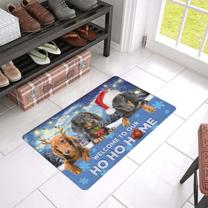 Dachshund Welcome To Our Ho Ho Home Merry Christmas Doormat Welcome Mat