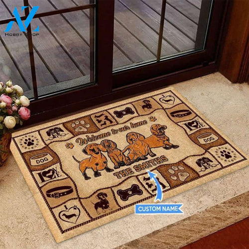 Dachshund Welcome To Our Home Custom Doormat | Welcome Mat | House Warming Gift